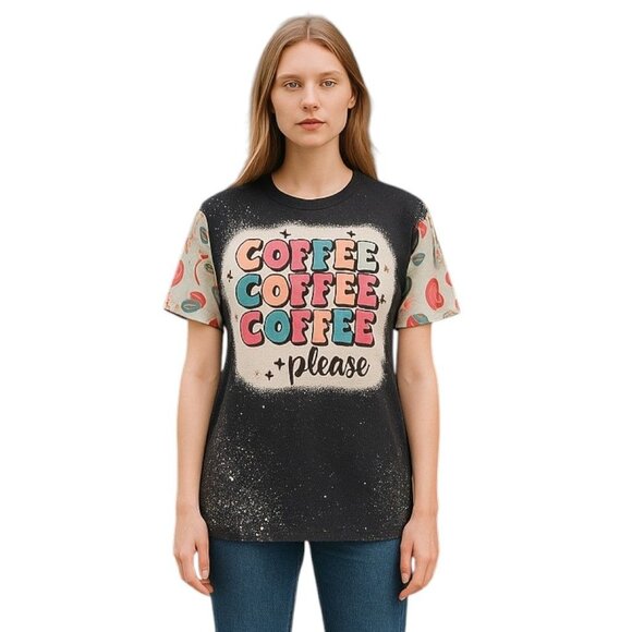 Coffee Graphic Tee Bella Canvas Shirt NWT Retro Y2K Streetwear Casual Top Medium - Picture 4 of 8
